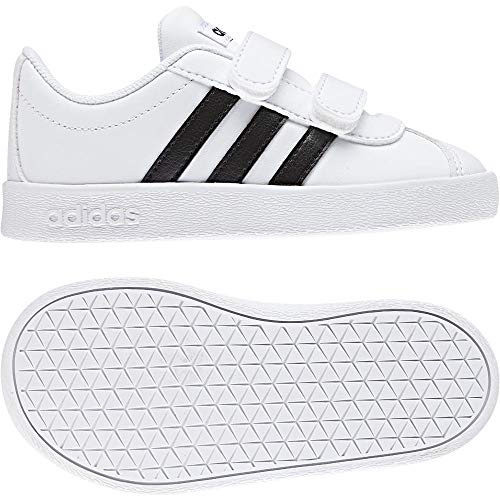 Adidas VL Court 2.0 CMF I, Zapatillas de Gimnasia Unisex bebé, Blanco (FTWR White/Core Black/FTWR White FTWR White/Core Black/FTWR White), 24 EU