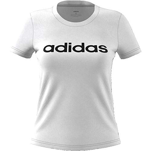 adidas W E Lin Slim T Camiseta de Manga Corta, Mujer, Blanco (White/Black), M