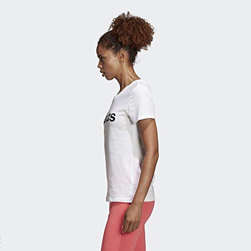 adidas W E Lin Slim T Camiseta de Manga Corta, Mujer, Blanco (White/Black), M