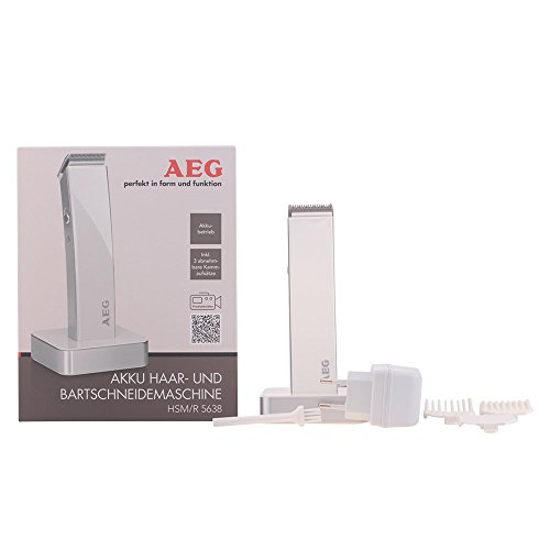 AEG HSM/R 5638 - Cortapelos para cabello y barba, batería recargable, color blanco