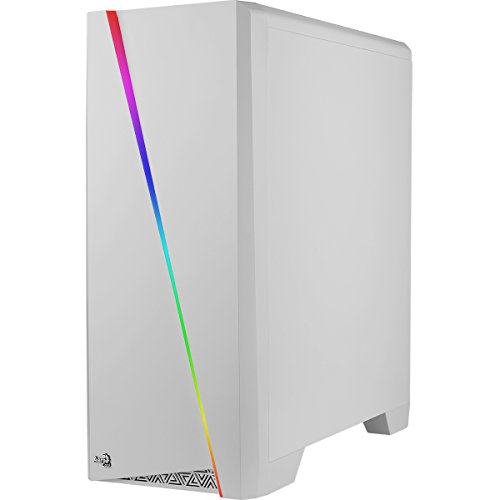 Aerocool Cyclon, Caja de Ordenador Para Pc (Semitorre, Atx, Panel Lateral Acrílico, Led Rgb en Panel Frontal, 13 Modos de Iluminación, Incluye Ventilador Trasero 12Cm, USB 3.0), Blanco