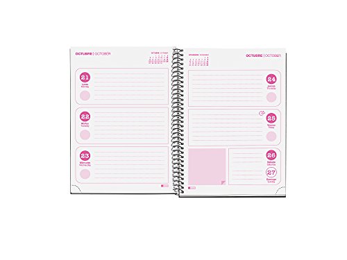 Agatha Ruiz de la Prada 273001 - Agenda escolar plus, 155 x 215 mm, semana a la vista, diseño cat lluvia lunares