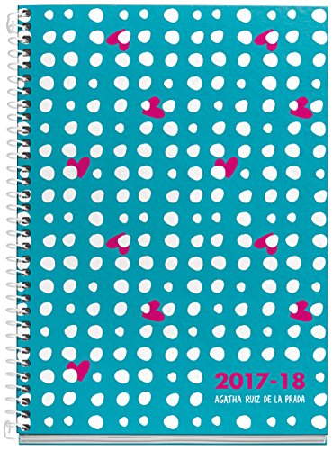 Agatha Ruiz de la Prada 273001 - Agenda escolar plus, 155 x 215 mm, semana a la vista, diseño cat lluvia lunares