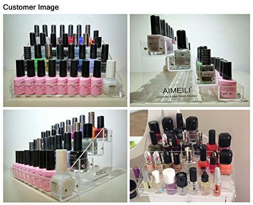 AIMEILI 4 Filas Expositores de Esmaltes Organizador pintauñas paletas Maquillaje Soporte Acrílico de Maquillaje y Esmalte de Uñas Expositor Especias Transparente