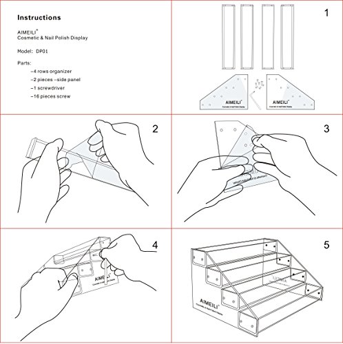 AIMEILI 4 Filas Expositores de Esmaltes Organizador pintauñas paletas Maquillaje Soporte Acrílico de Maquillaje y Esmalte de Uñas Expositor Especias Transparente