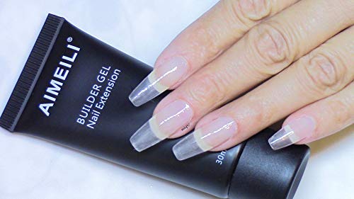 AIMEILI Polygel Uñas Builder Gel Nail Extensión Esmaltes Semipermanentes de Uñas Gel Construcción Consejos para uñas Rápida Molde Finger UV LED - Trasparente (30ml 1oz)