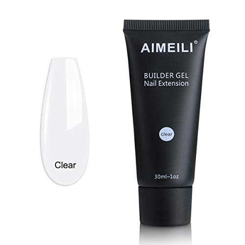 AIMEILI Polygel Uñas Builder Gel Nail Extensión Esmaltes Semipermanentes de Uñas Gel Construcción Consejos para uñas Rápida Molde Finger UV LED - Trasparente (30ml 1oz)