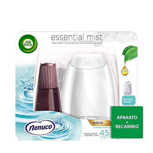 Air Wick Essential Mist - Aparato y recambio de ambientador difusor, esencia para casa con aroma a nenuco - pack de 1 aparato y 1 recambio