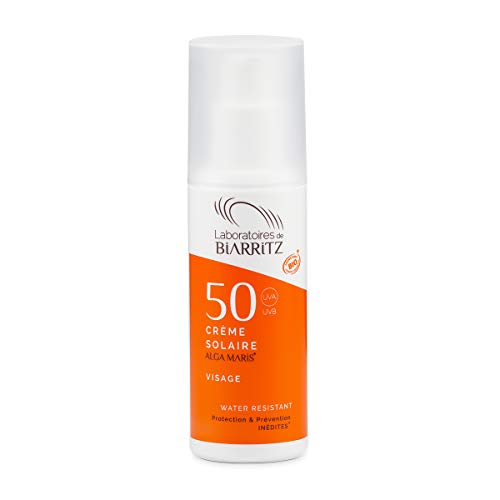 Algamaris - Crema solar facial, SPF50, certificado bio, 50 ml