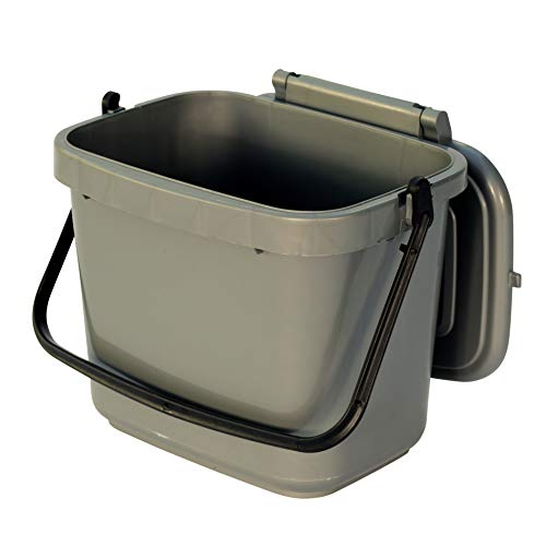 All-Green Cubo de plástico para Compost de Cocina de 5 litros, con 50 Bolsas de asa, Color Plateado y Gris