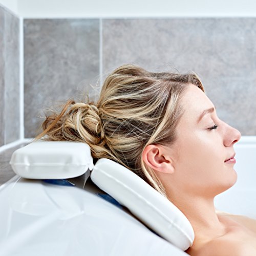 Almohada De Bañera | Las Mejores Almohadas De Bañera Para La Cabeza Y Cuello Por Tranquil Beauty Con 7 Ventosas | Cojín De Baño De Lujo Para Soporte Lumbar Completo Con Adorable Caja De Regalo