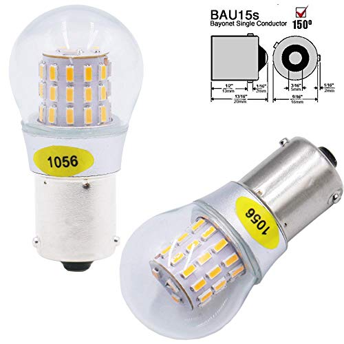 ALOPEE Paquete de 2-1056 BAU15S 7507 12496 5009 RY10W Luz LED ámbar/Amarilla Extremadamente Brillante, No Polarizada 10-30V-DC 3014 39 SMD Bombilla de Repuesto Para lámpara de Cola Luces de Giro