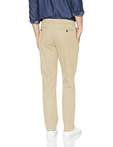 Amazon Essentials - Pantalones elásticos informales con corte recto para hombre, Beige (Khaki), 30W x 34L