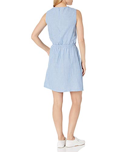 Amazon Essentials Sleeveless Linen Dress, Franja Azul Francesa, US L (EU L - XL)