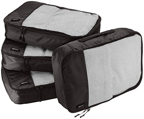 AmazonBasics - Bolsas de equipaje medianas (4 unidades), Negro