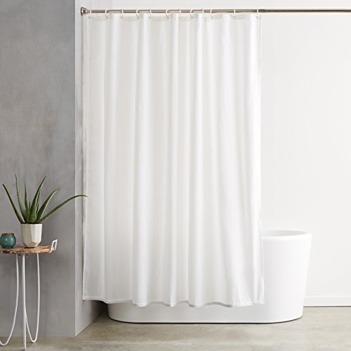 AmazonBasics - Cortina de ducha de poliéster (180 x 200 cm), color blanco