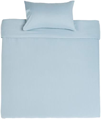 AmazonBasics - Juego de ropa de cama con funda nórdica de microfibra y 1 funda de almohada - 135 x 200 cm, azul spa