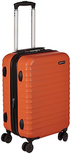 AmazonBasics - Maleta de viaje rígida giratori- 55 cm, Tamaño de cabina, Naranja fuerte