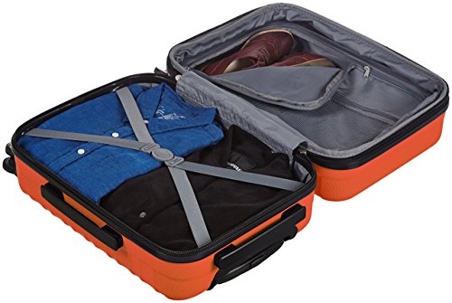 AmazonBasics - Maleta de viaje rígida giratori- 55 cm, Tamaño de cabina, Naranja fuerte