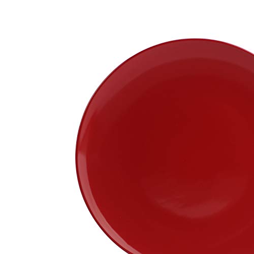 AmazonBasics - Vajilla de gres para 6 personas, color Rojo intenso, 18 piezas