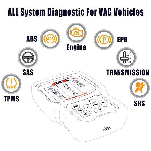 ANCEL VD700 Lector de Códigos OBD2 Escáner de Todo el Sistema con 8 Características Especiales para Vehículos VAG OBD Cambio de Aceite TPMS EPB TPS Codificación del Inyector SAS DPF Regeneración