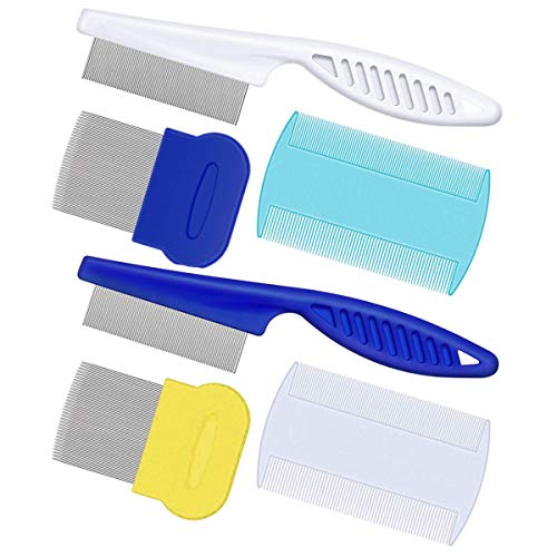 AOSEA 6 Piezas Peine para pulgas para Gatos, Perros, piojos, peines de Dientes Finos, Peine de peluquería para Eliminar Las Marcas de Pelo flotantes, Herramienta de eliminación de garrapatas