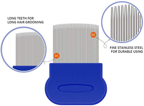 AOSEA 6 Piezas Peine para pulgas para Gatos, Perros, piojos, peines de Dientes Finos, Peine de peluquería para Eliminar Las Marcas de Pelo flotantes, Herramienta de eliminación de garrapatas