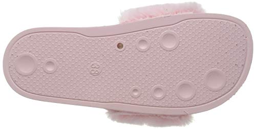 APIKA Zapatilla de Piel sintética Flip Flop para Mujer Borroso Mullido Confortable Controles deslizantes Abierto Ponerse(EU39 Rosado)