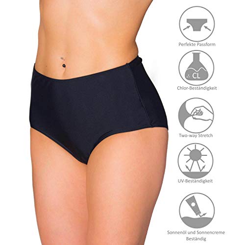 Aquarti Braguitas de Bikini de Talle Alto para Mujer, Negro, 48