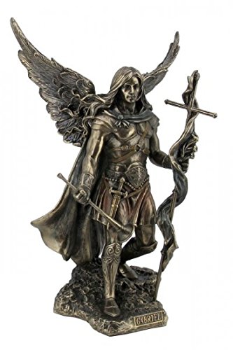 Arcángel Santo Gabriel con Cruz y trompeta Bronce Figura Escultura Esoterik Ángel