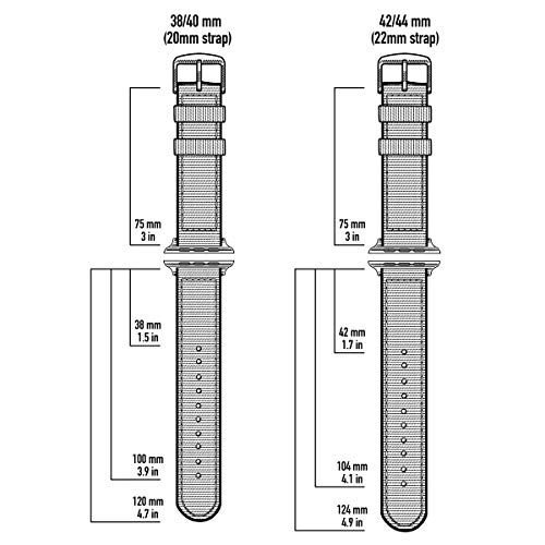 Archer Watch Straps | Cinturón de Seguridad Correa de Reloj de Nailon para Apple Watch, Hombre y Mujer | Verde Oliva/Gris Espacial, 42/44mm