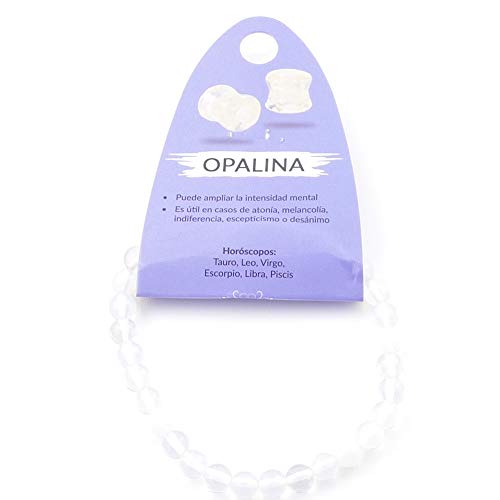 ARITZI – Pulsera elástica con Bolitas de Piedras sintéticas con un diámetro de 6 mm - Opalina