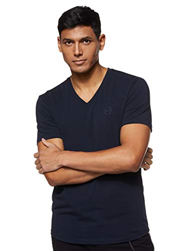 Armani Exchange Circle Logo V-Neck Camiseta, Azul (Navy 1510), Small para Hombre