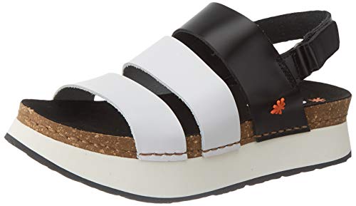 Art Mykonos, Sandalias con Punta Abierta para Mujer, Multicolor (Black/White Black/White), 40 EU