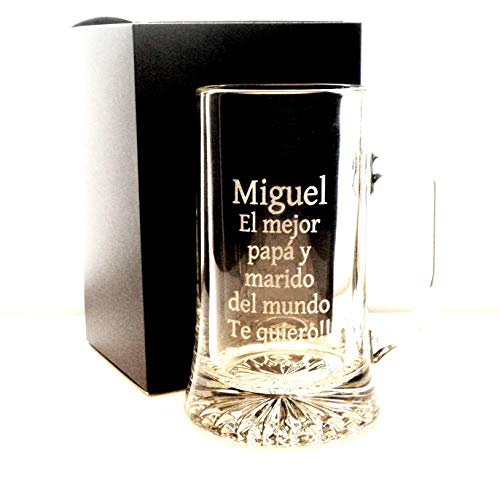 Arte-Deco Jarra DE Cerveza Stern GRABADA Y Personalizada con EL Texto Que Usted DESEE. Jarra 520 ML con Estuche, Regalo para cumpleaños, Hombre, Mujer y Cualquier celebración