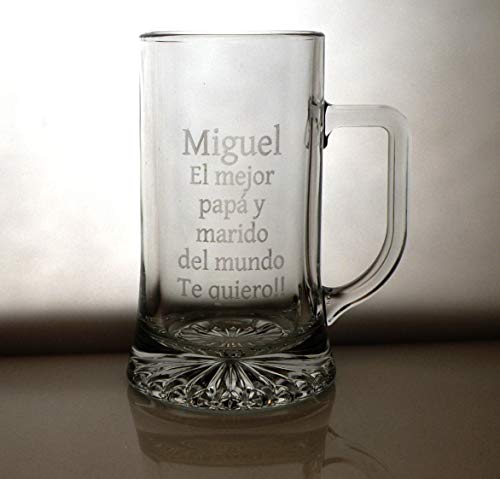 Arte-Deco Jarra DE Cerveza Stern GRABADA Y Personalizada con EL Texto Que Usted DESEE. Jarra 520 ML con Estuche, Regalo para cumpleaños, Hombre, Mujer y Cualquier celebración