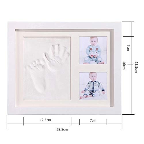 Atlants Kit de Marco de Fotos Huella de Bebe en Arcilla - Recuerdos Mano y Pie de Niño o Niña con 2 Fotos– Set de Modelación para Decoración – Regalo Ideal para recién Nacido no Tóxico