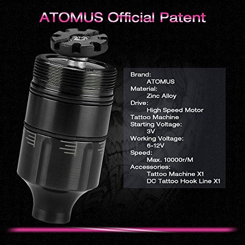 ATOMUS Tattoo Machine Pen Rotary Tattoo Machine Pen Poderoso movimiento Tattoo Gun Durable Maquillaje Máquina para cejas Body Art