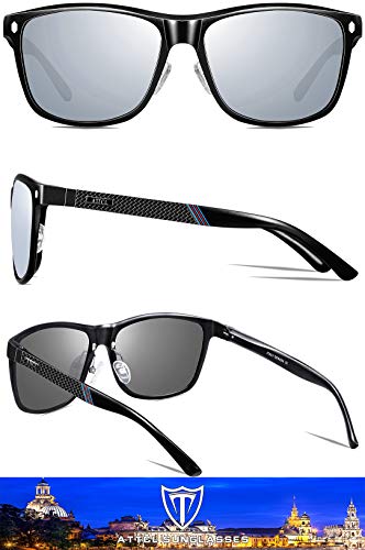 ATTCL Gafas De Sol Hombre Polarizadas Retro Estructura De metal Al-Mg 7001 Silver