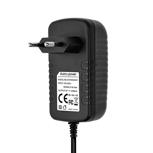 Aukru 9V DC adaptador de fuente de alimentación pedal de efecto de guitarra con 7 vías cables - negro