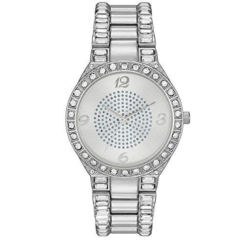 Avon Iszla - Reloj analógico de acero inoxidable con cristal y cristal plateado