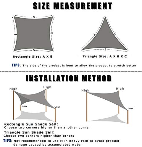 AXT SHADE Toldo Vela de Sombra Rectangular 2 x 3 m, protección Rayos UV Impermeable para Patio, Exteriores, Jardín, Color Crema