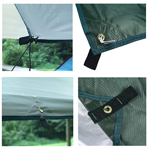 Azarxis Toldo Impermeable de Tienda de Campaña Ligero UV Protección Refugio con Accesorios para Acampar Mochilero Picnix Aventura al Aire Libre (Caqui - L)