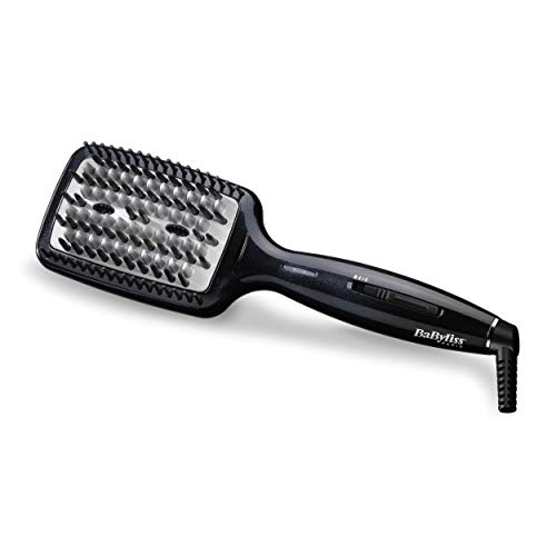 BaByliss Liss Brush HSB101E Cepillo alisador de pelo iónico, de cerámica con 3 tipos de púas, 3 temperaturas 160°C, 180°C, 200°C, alisa todo tipo de cabello, superficie más grande, alisado más rápido