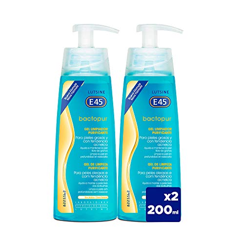 Bactopur Gel Limpiador Purificante Piel Grasa y Acné, 2 x 200 ml - Total : 400 ml