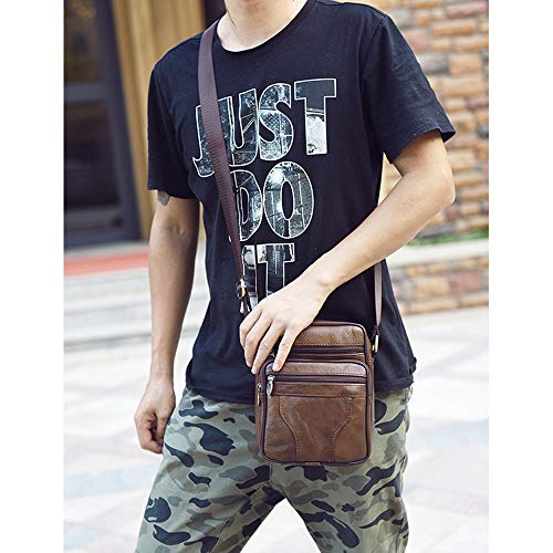 BAGZY Bolso Para Hombre Piel Bolso Mensajero Pequeño Bolsa de Cuero Hombre Bolso bandolera Bolsa de Hombro bolsa Cruzada Cuerpo Negro