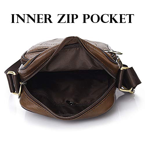 BAGZY Bolso Para Hombre Piel Bolso Mensajero Pequeño Bolsa de Cuero Hombre Bolso bandolera Bolsa de Hombro bolsa Cruzada Cuerpo Negro