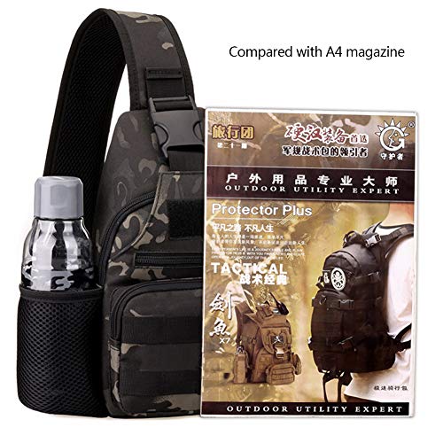 BAIGIO Mochila Cruzada para Hombro Bandolera Mochila de Pecho Estilo Militar Sling Mochila Frontal con USB Recargable Bolso Messenger para Usar al Aire Libre Camping Ciclismo (Camo)