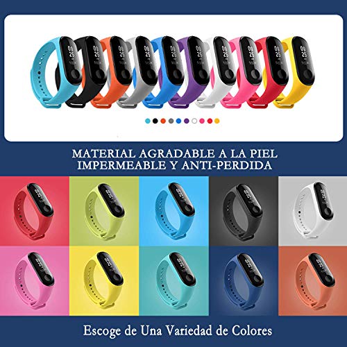 BANGTING 13 PCS Correa Compatible con Pulseras Xiaomi Mi Band 3/4, Correas para Fundas Mi Band 3 Mi Inteligente Band 4 Pulsera Reloj Silicona Banda Reemplazo