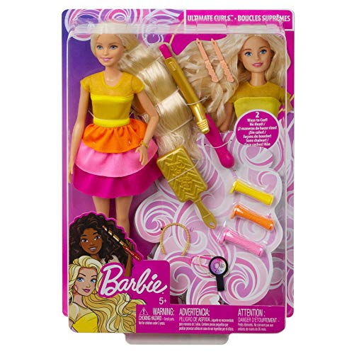 Barbie Crea sus ondas, Muñeca rubia con accesorios para peinar, regalo para niñas y niños 3-9 años (Mattel GBK24)